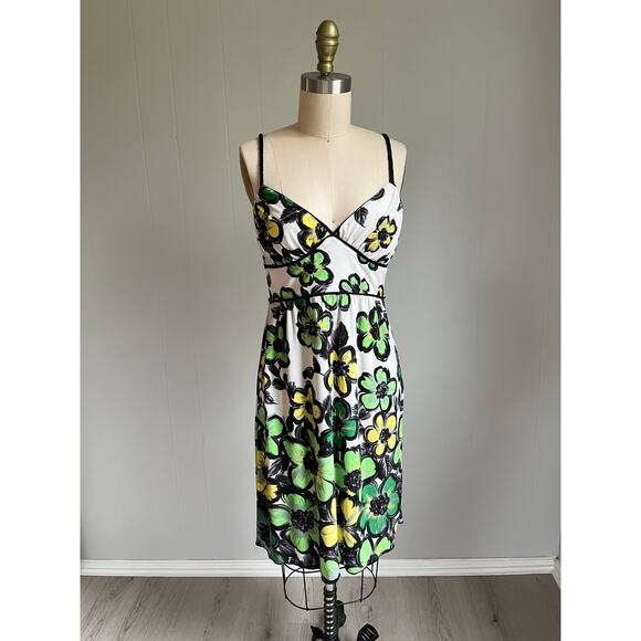 Vintage Dresses & Skirts - Vintage Y2K Stretchy Floral Dress Small Braided Spaghetti Straps Cocktail